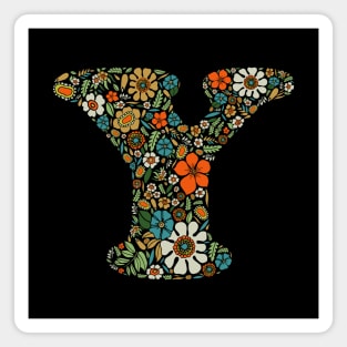 Hippie Floral Letter Y Magnet